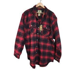 vintage Field & Stream 1871 red and black buffalo plaid flannel shirt Mens size